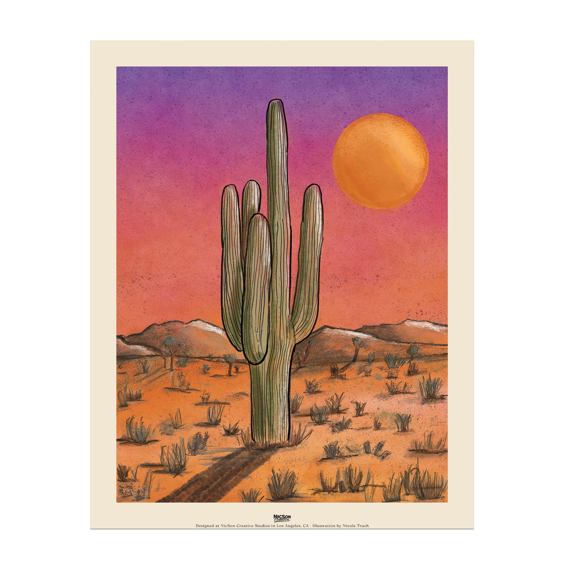 Cactus Sunset Art Print