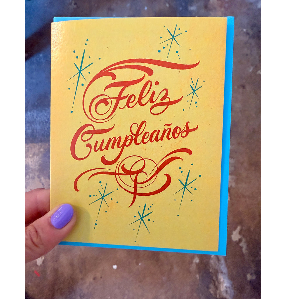 Feliz Cumpleanos Script Greeting Card