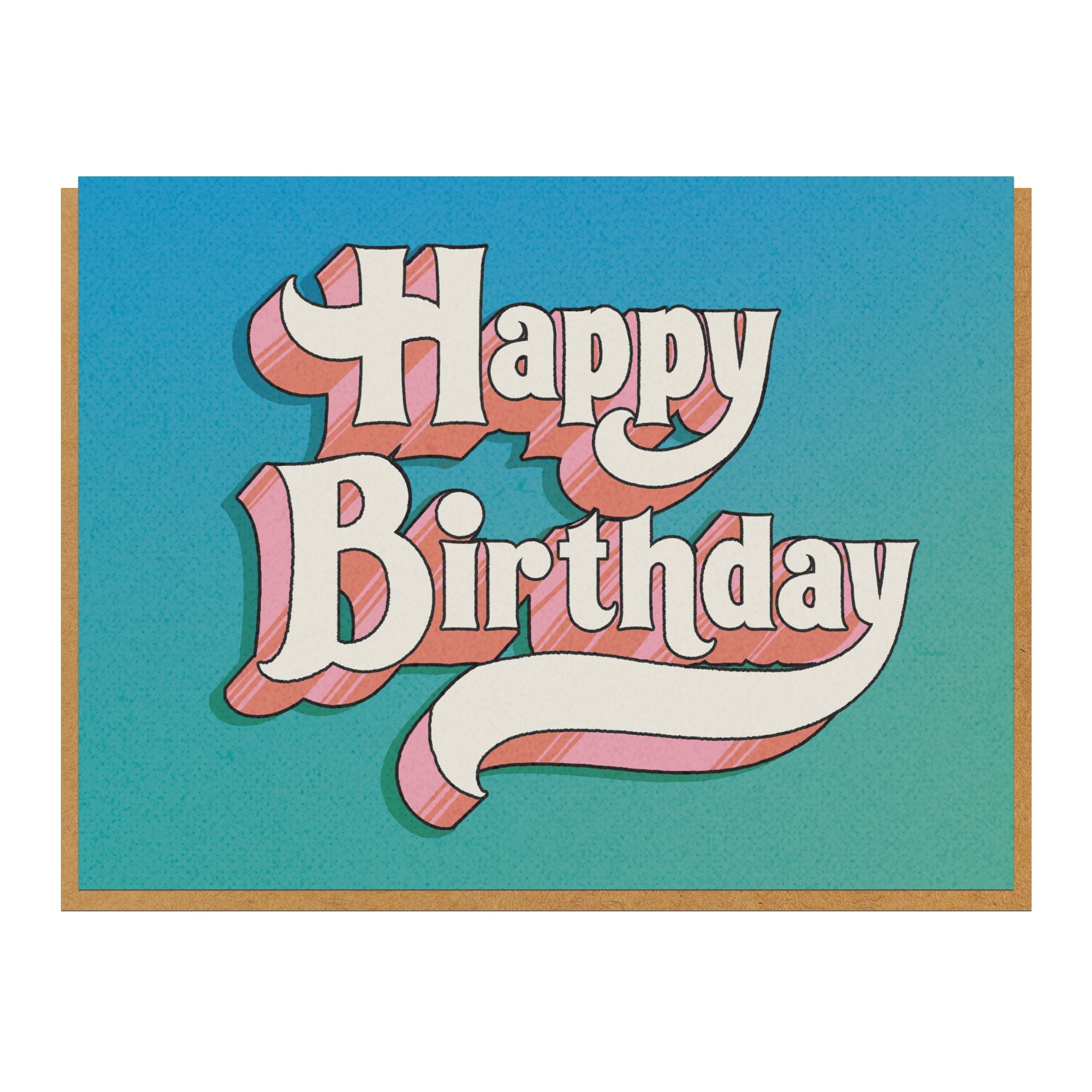 Happy Birthday Retro Drop Shadow Greeting Card