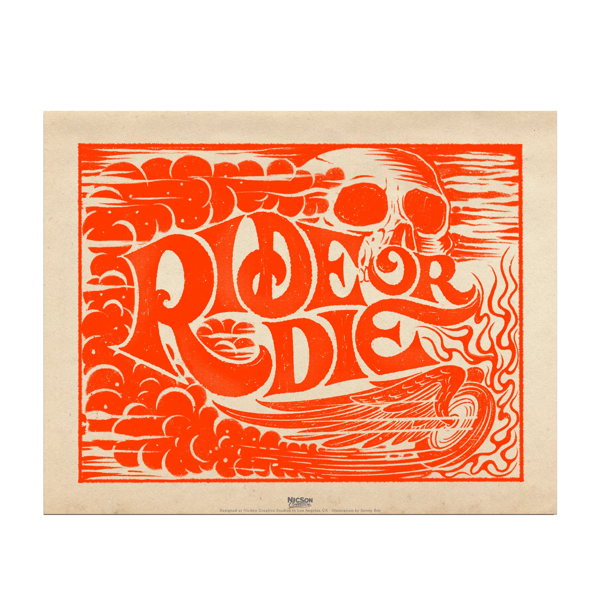 Ride or Die Vintage Red Art Print
