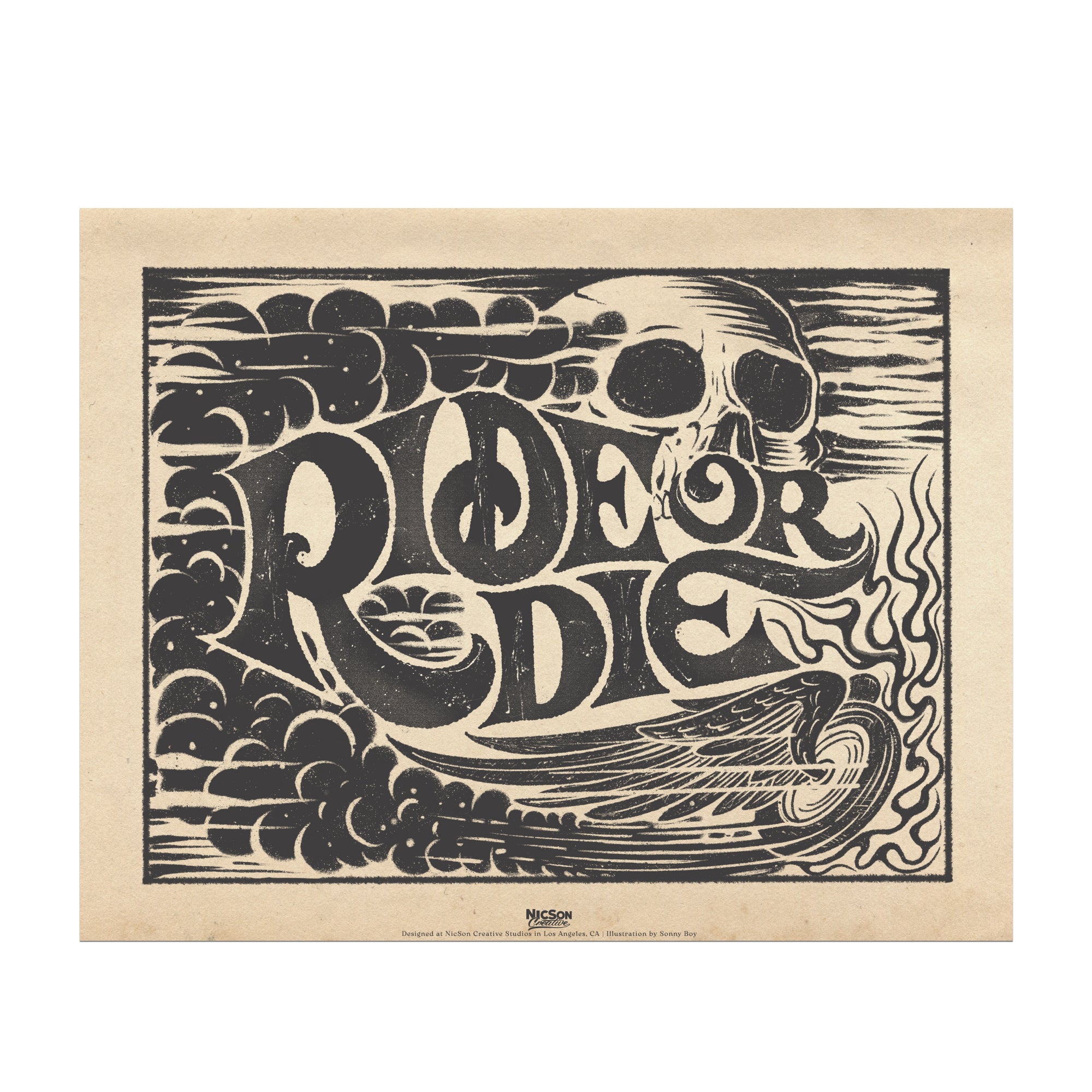 Ride or Die Vintage Black Art Print